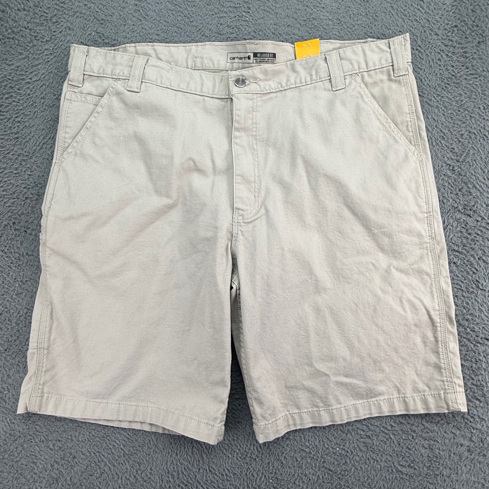 Carhartt Work Shorts Mens 42 Tan Rugged Flex Relaxed Fit Canvas BS2514-M